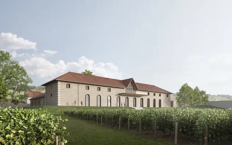 Le nouveau centre de vinification du champagne Barons de Rothschild, situé à Vertus, sera inauguré en 2025. Crédit : DR.