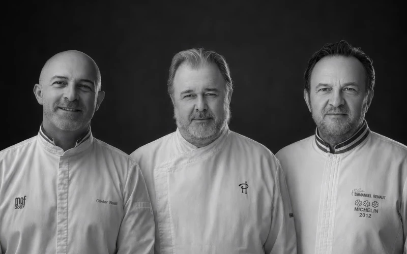 Emmanuel Renaut, Olivier Nasti et Pierre Hermé signeront trois dîners à La Mamounia. Crédit : La Mamounia.