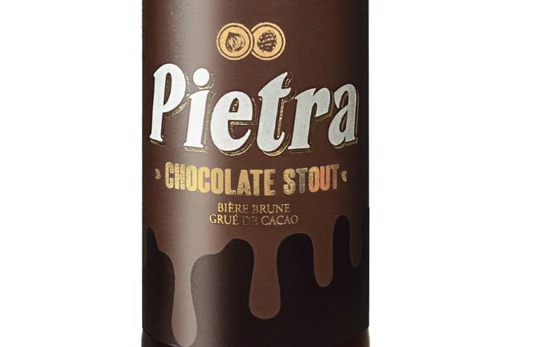 Bouteille de Pietra Chocolate Stout, à découvrir lors du Salon du Chocolat et des Délices de Corse. Crédit : Brasserie Pietra.